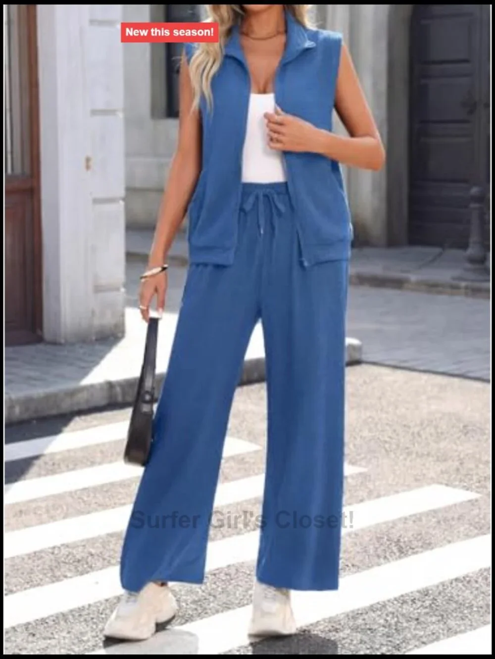 Sleeveless Top Wide Leg Pant Sweatsuit Set